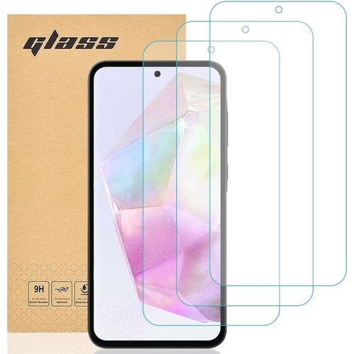 Verre Trempé Compatible Samsung Galaxy A35,[Lot De 3] Protection D'écran Pour Galaxy A35 [Extrêmement Résistant Aux Rayures] [Haute Définition][Facile À Installer]