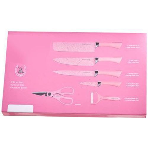 Checarzhn--No1-Ensemble De Couteaux De Cuisine Colorés, Ensemble De Couteaux Colorés Pratique Pour Les Légumes (Rose)