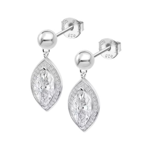 Boucles D'oreilles Lotus Silver Marquise Blanche