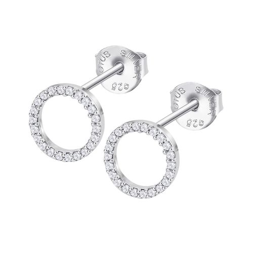 Boucles D'oreilles Lotus Silver Redondo Argent Anneaux Sertis D'oxyde De Zirconium