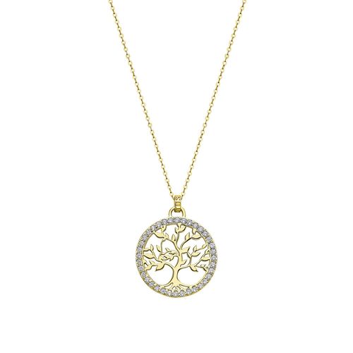 Collier Lotus Silver Arbre De Vie Doré Empierré