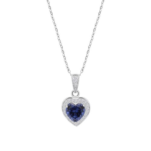 Collier Lotus Silver Pendentif Coeur Bleu