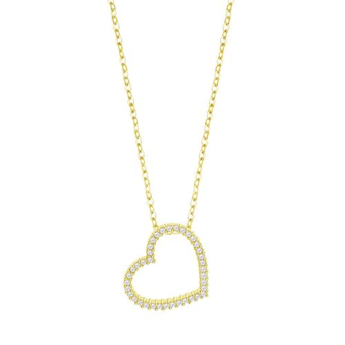 Collier Lotus Silver Coeur Évidé Empierré Doré
