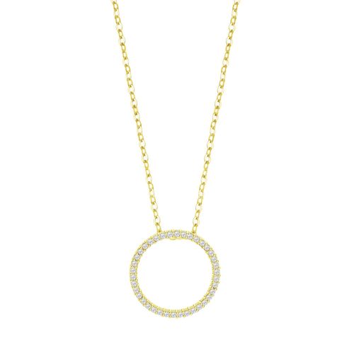 Collier Lotus Silver Jaune Cercle Empierré Et Évidé