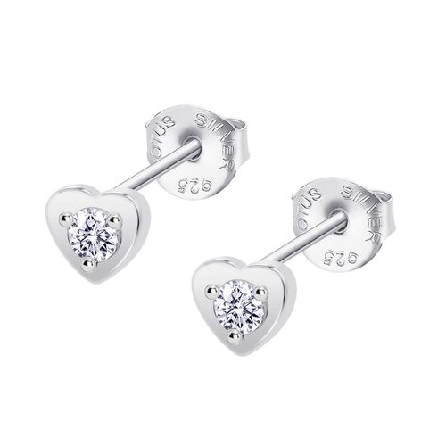 Puces D'oreilles Lotus Silver Coeur