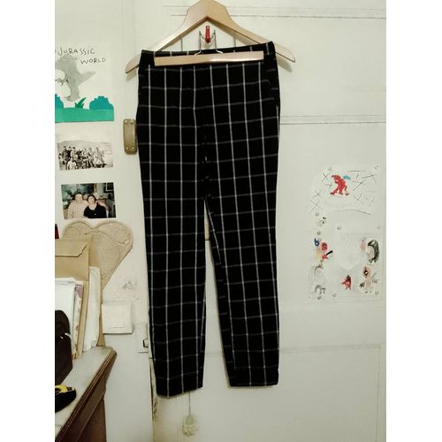 Pantalon À Carreaux Noirs /Blancs 32 Xxs Zara.
