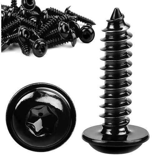 CHECARZHN--NO1-Torx Lot De 60 Vis À Bois Noires M5 X 30 Mm, À Tête Bombée, Auto-Taraudeuses, Avec Rondelle, Pour Panneaux Acoustiques, En Acier Inoxydable 304, Vis À Tête Plate Torx