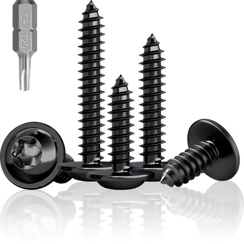 CHECARZHN--NO1-Lot De 100 Vis À Tête Bombée Noires M4 X 25 Mm Pour Bois, Acier Inoxydable A2 V2A, Vis À Bois Noires Pour Panneaux Acoustiques, Vis À Tête Plate Torx