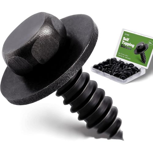 CHECARZHN--NO1-Boîte De 30 Vis Auto-Taraudeuses / Auto-Foreuses À Tête Hexagonale De 5,5 À 6 Mm X 19 Mm Avec Joint - En Acier Inoxydable 304 Pour Trou De Voiture, Plastique, Métal, Bois Ou Fer Fin