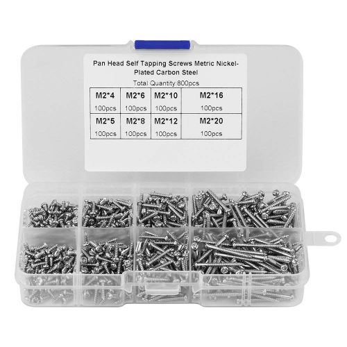 CHECARZHN--NO1-800Pcs M2 Vis À Tête Cylindrique À Cruciforme Dans Différentes Longueurs De Travail Du Bois Bricolage En Acier Au Carbone Attaches À Visser Dans Une Boîte