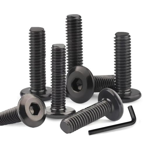 CHECARZHN--NO1-40 Pièces Vis M5 X 16Mm, Vis À Tête Plate À Six Pans Creux, Vis Inox, Filetage Complet Noire Oxydée Avec Clés Hex