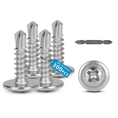 CHECARZHN--NO1-300 Pcs Vis À Tôle Autoperceuses Ø4.2 X 16Mm À Tête Fraisée Cruciforme Vis Autoperforante Phillips À Tête Fraisée Auto-Perceuse Autotaraudeuse Pour Métal, Bois Tôle Plastique