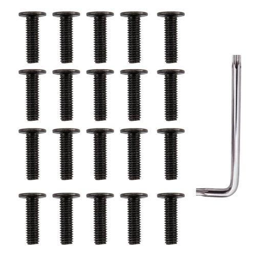 CHECARZHN--NO1-Lot De 20 Vis M5 X 20 À Tête Plate Hexagonale,En Acier Inoxydable A2 V2A, Finition Noire Oxydée,Filetage Complet, Inclus Clé T25,Vis De Connexion Pour Meubles