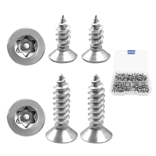 CHECARZHN--NO1-Lot De 180 Vis À Bois, Torx Universelles, En Acier Inoxydable, Pour Panneaux D'Aggloméré, 4 X 12 Mm Et 4 X 16 Mm, Argentées, Avec Boîte Transparente, Pour Porte, Fenêtre Et Meubles
