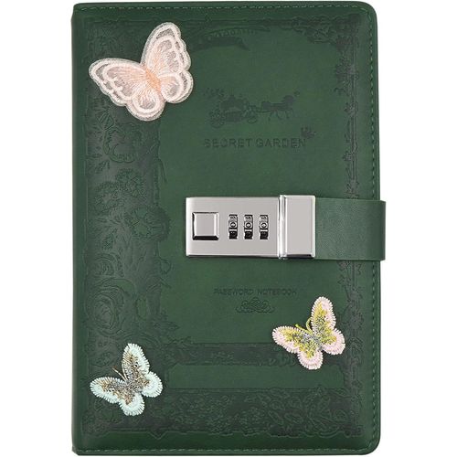 Carnet De Note Journal Intime Avec Code(Décor Papillon), Carnet Secret Fille, B6 Cuir Pu Écriture Carnet Avec Serrur Pour Bureau Scolaires Étudiant Papeterie Cadeau D'anniversaire, 200x135mm