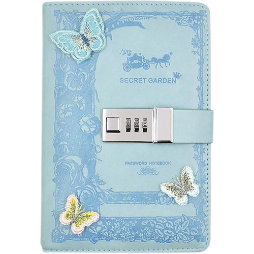 Carnet De Note Journal Intime Avec Code(Décor Papillon), Carnet Secret Fille, B6 Cuir Pu Écriture Carnet Avec Serrur Pour Bureau Scolaires Étudiant Papeterie Cadeau D'anniversaire, 200x135mm