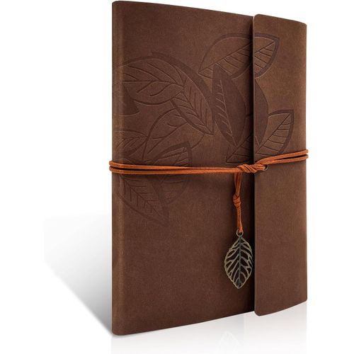Carnet Cuir de Notes A5, Agenda Cuir Rechargeable Carnet de Voyage Croquis à Remplir, Journal Intime Adulte de Bord pour Travail de Voyage et Organisateur, Cadeau pour Filles Garçons Femmes (Marron)