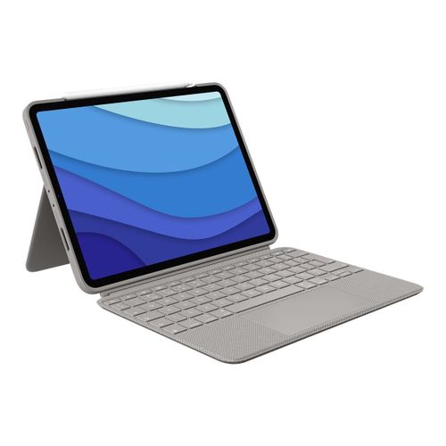Logitech Combo Touch - Clavier et étui - avec trackpad - rétroéclairé - Apple Smart connector - QWERTY - R.-U. - sable - pour Apple 11-inch iPad Pro (1ère génération, 2e génération, 3ème...