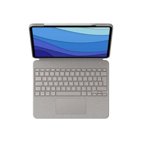 Logitech Combo Touch - Clavier et étui - avec trackpad - rétroéclairé - Apple Smart connector - AZERTY - Français - sable - pour Apple 12.9-inch iPad Pro (5ème génération)