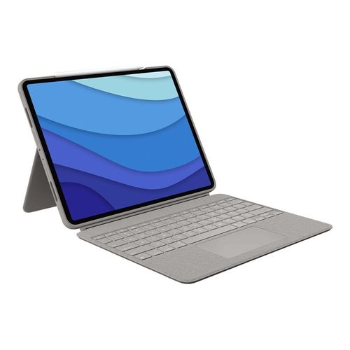 Logitech Combo Touch - Clavier et étui - avec trackpad - rétroéclairé - Apple Smart connector - QWERTY - R.-U. - sable - pour Apple 12.9-inch iPad Pro (5ème génération)