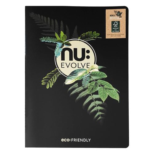 Nu Notebooks - Gamme Evolve - Cahier Recyclé - Cahier A4 - Cahier Cousu - Cahier De Papeterie - Bloc-Notes Professionnel - 80 Pages - Noir