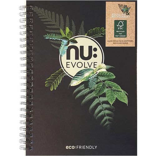 Notebooks - Gamme Evolve - Carnet Recyclé - Carnet A5 - Carnet À Spirale - Cahiers De Papeterie - Bloc-Notes Professionnel - 120 Pages