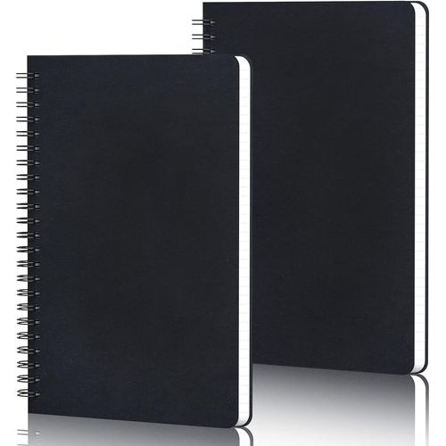 Carnet Spirale A5-2 Pièces Cahier Spirale A5 Page Blanche - 14x21cm Carnet De Notes Feuille Blanche 100g Papier - 60 Feuilles Bloc Note Des Cahiers Spirale A5 De Dessin, Noir