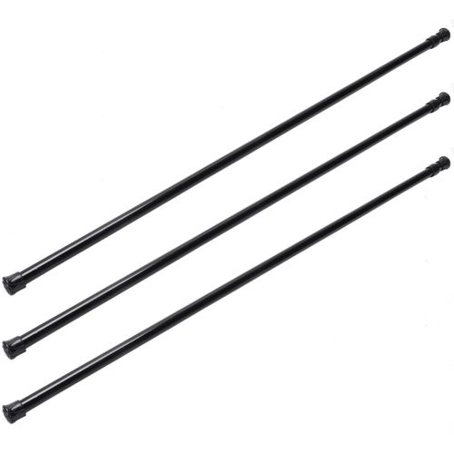 3x Extendable Tringles À Treillis Pour Rail De Rideau À Tension De Voile De Ressort Télescopique, 70 - 120cm, Noir