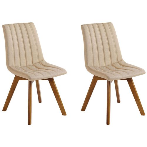 Lot De 2 Chaises De Salle À Manger En Tissu Beige Sable Calgary