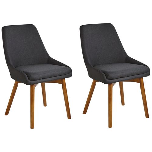 Chaise De Salle À Manger Set De 2 Tissu Noir Melfort