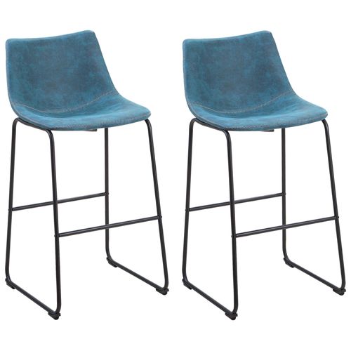 Lot De 2 Chaises De Bar En Tissu Bleu Franks