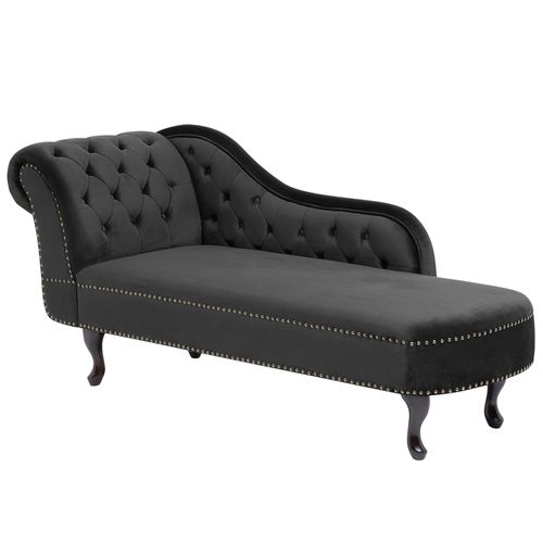 Méridienne Chesterfield En Velours Noir Côté Gauche Nimes