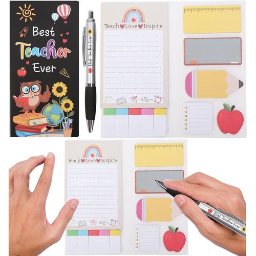 Lot De Notes Autocollantes « Thank You Teacher Ever » En Différentes Tailles Avec Stylo, Cadeaux De Remerciement Pour Enseignants Pour Femmes Et Hommes, Fournitures De Papeterie Pour Bureau Et