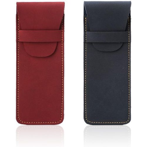 Lot De 2 Trousses À Crayons En Cuir Synthétique - Étui À Crayons À Rabat - Étui De Protection Pour Stylo - Étui De Rangement Pour Stylo, Multicolore, Rétro