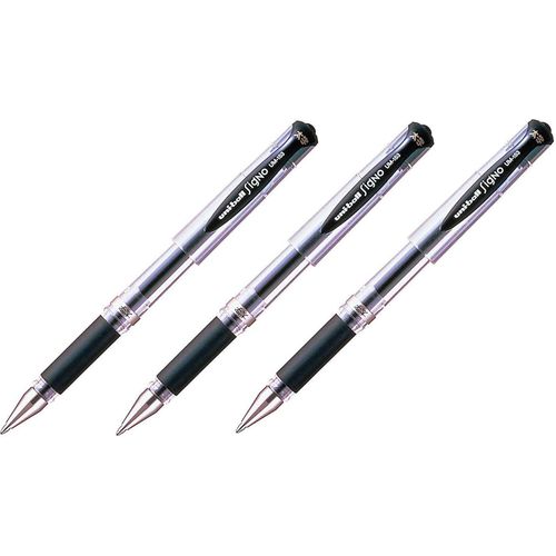 Ball Gel Impact Um - 153 Black [Pack Of 3] Broad 1.0mm Rollerball