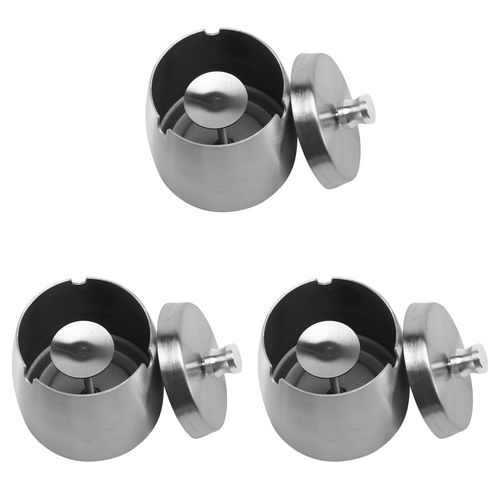 3x Cendrier Extérieur Avec Couvercle Pour Cigarettes Cendrier Étanche À La Pluie Coupe-Vent En Acier Inoxydable Pour L'extérieur Accueil Table Bar Ktv