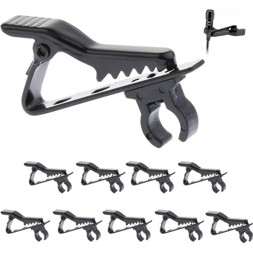 10 attaches Attache de microphone détachable Mini attache de microphone Attache de microphone de rechange Attache fixe pour pied de microphone Convient aux cordons de 3,5 mm