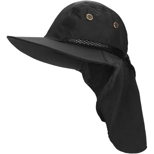 Noir - Chapeau De Soleil Pour Homme Avec Déflecteur, Adapté À La Pêche Et À La Randonnée.