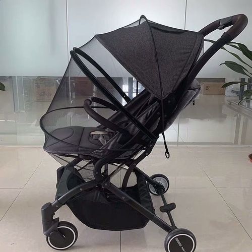 Noir Moustiquaire Poussette Universelle Avec Fermeture Éclair,Respirant Protection Anti-Insectes Pour Landau,Berceau Et Moïse,3d Pvc Tissu À Maille Fine Et Résistante,Sac Inclus