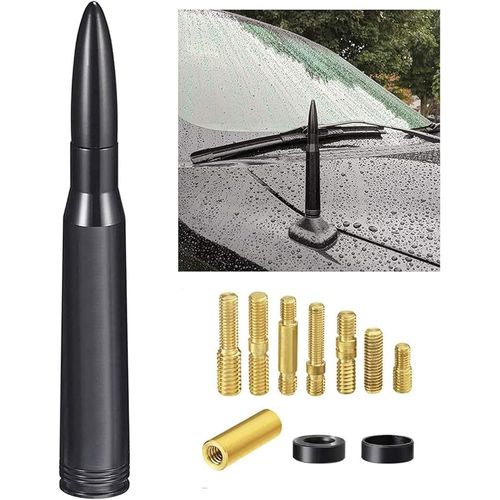 Antenne Voiture Courte Puissante Balle Autoradio Fm Am Universel, 8 Vis Incluses M5.0 M6.0 Tailles Différentes Tige Toit Noir 14cm Pour Véhicule Jeep Truck Suv Auto Amplifiée Stéréo Radio