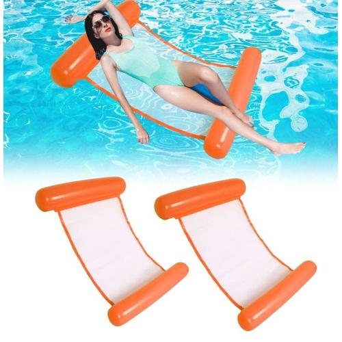 Couleur Orange 2pcs Flottantes Hamac Gonflable Piscine, Flotteur Hamac De Natation Radeau Flottant De Siège Lit De Hamac Tapis De Chaise Longue Avec Pompe À Air Pour Plage, Partie, Vacances 120 * 75 C