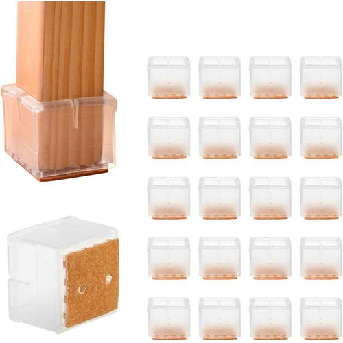 Silicone Chaise Casquettes Pieds, 24 Pièces Chaise Casquettes Pieds Tampons Mobilier Table Couvre Plancher Protège-Jambes Pour 30-35mm Chaise Jambes-Transparent Et Brun