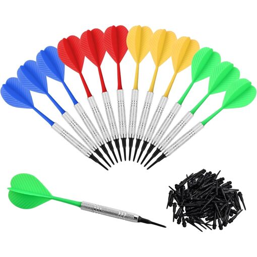 14g Flechette Pointe Plastique, 12 Fléchettes avec 100 Pointes pour Cible de Flechette Electronique, Flechette Pointe Plastique Professionnelle, Set d