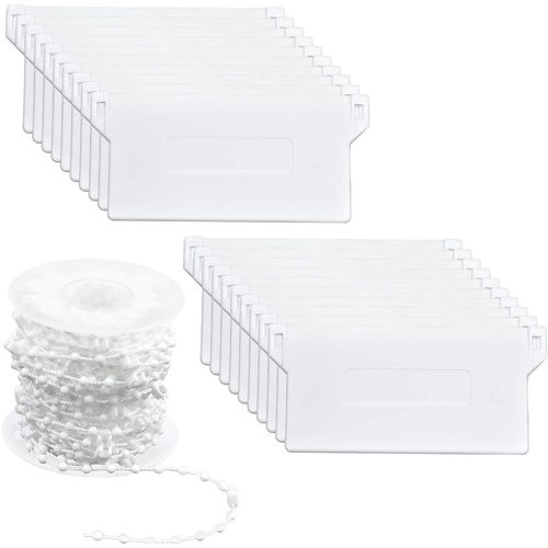 20 Pièces Poids De Store Vertical Lattes Inférieure 89 Mm (3,5 Pouces) & 10m Plastique Chaînes Aveugles Verticales Pour Kit De Réparation De Stores Verticaux Rideaux, Blanc