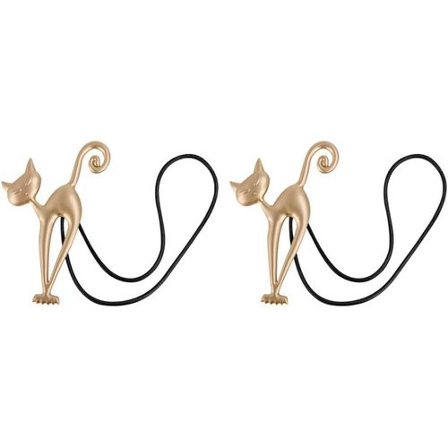 L'or Muet 2pcs Embrasse À Rideaux Magnétique Attache Rideau Aimanté Boucle De Rideau Magnifique Clip Rideau En Motif De Chat Accessoires Pour Rideaux Pour Maison Salon Chambre Bureau