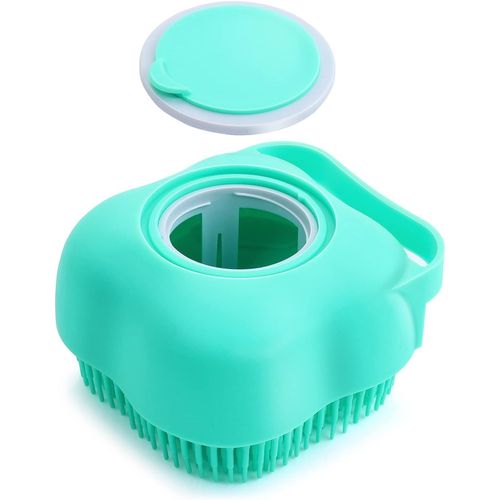 Brosse De Bain Pour Chien Et Chat - Brosse De Toilettage En Silicone - Brosse De Massage Pour Chiot - Brosse De Nettoyage Pour Poils - Distributeur De Shampooing Doux (Bleu Clair)