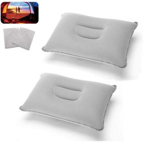 Lot De 2 Coussins Gonflables De Camping, Gris, Pour Le Bureau, Les Week-Ends, Les Vacances À La Plage, Les Vacances En Tente (Gris Clair)