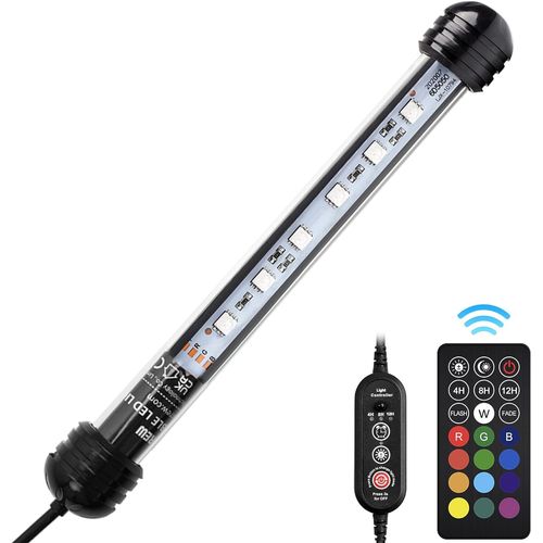 Éclairage Led Aquarium 18cm Avec Télécommande, Lampe Led Multicolore Rgb Pour Aquarium D'eau Douce