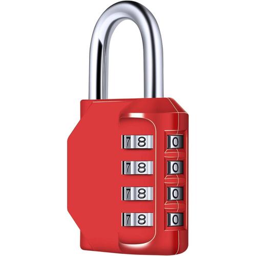 4 Chiffres Cadenas À Combinaison, Diyife Rouge Serrure Combinée Imperméabiliser, Métal Étanche Et Fermoir Combiné En Acier Plaqué