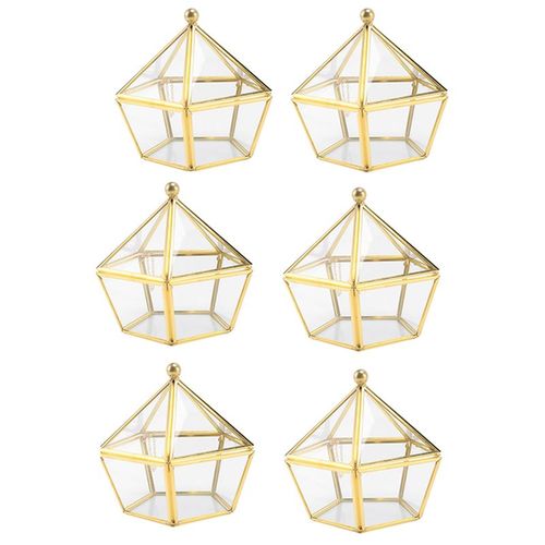 6X Boîte À Bagues En Verre ÉTui À de Mariage Couverture En Verre de Fleur Immortelle Créatif Décoration de L'Intérieur